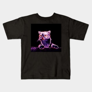 Curious Cat Neon Styled Kids T-Shirt